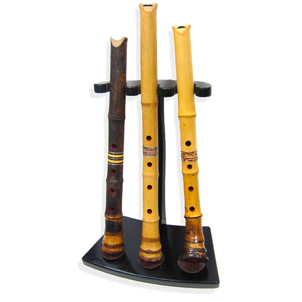 Wooden Triple Shakuhachi Flutes Stand/Holder from Japan Mejiro Co.